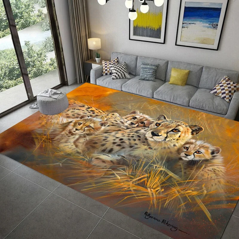 Holy White Tiger Lion Leopard Rugs Soft Area Rug Non-Slip Carpets for Bedroom Living Room Sofa Bathroom Kitchen Floor Mat Decor