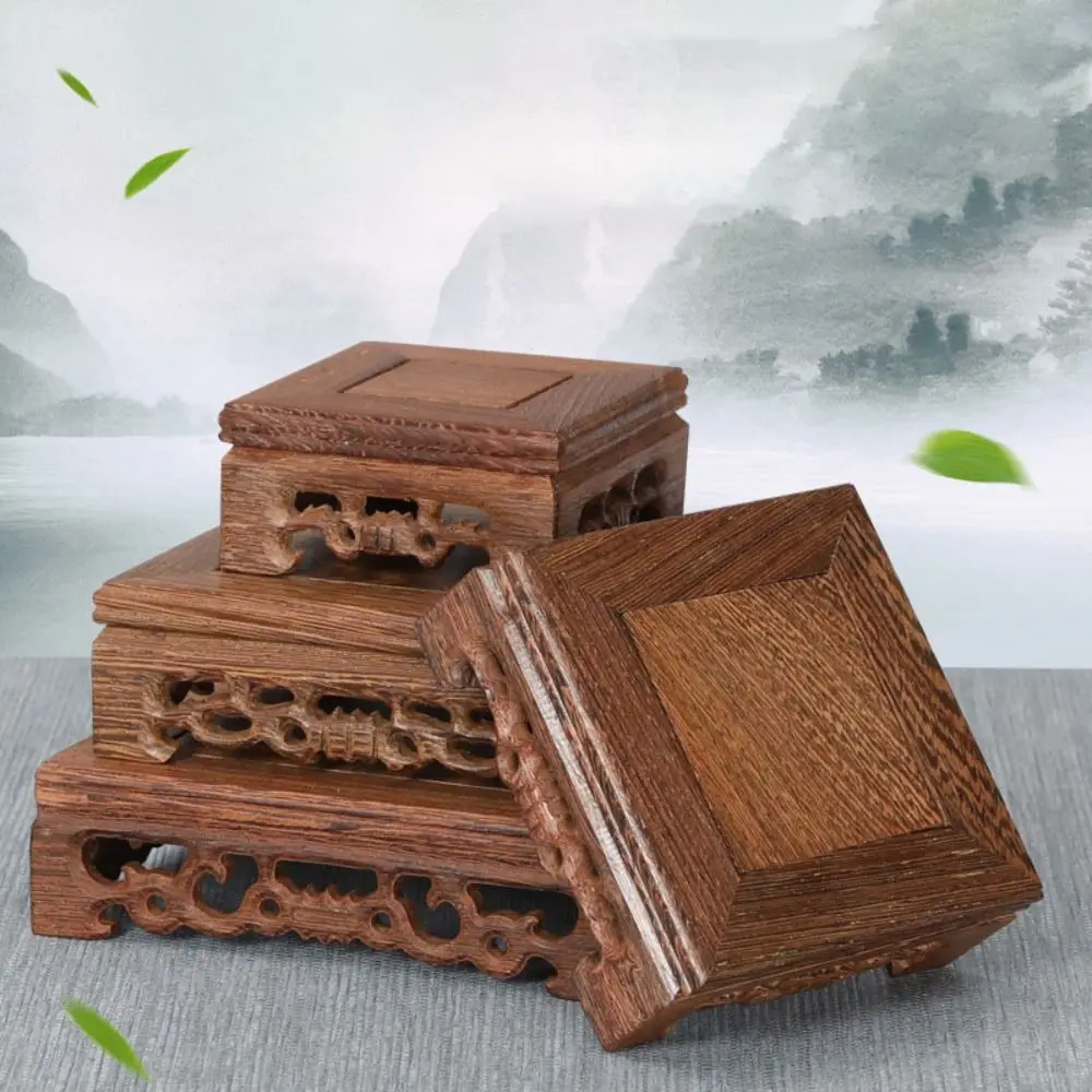 New Square Plant Stand Wooden Home Decor Flower Pot Tray Pot Trays Footrest Wooden Support Incense Burner