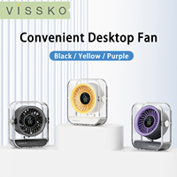 VISSKO New Desk Fan Portable Table Desktop Air Circulator Fan USB Rechargeable LED Display Table Fan Ultra-Quiet Personal Fan