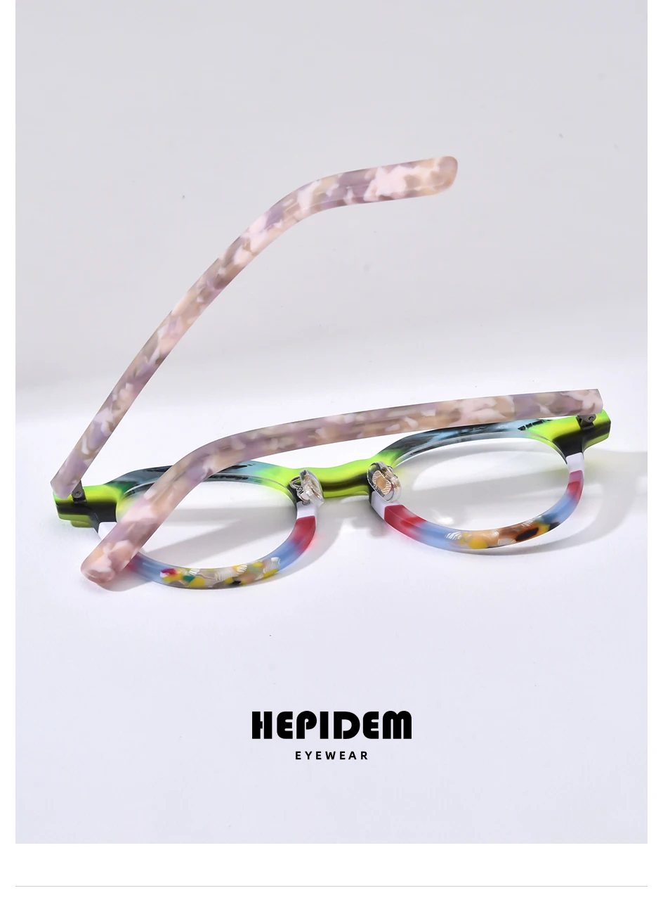 HEPIDEM Acetat Brille Rahmen Frauen übergroße große runde Brille japanische handgemachte Brille dicke transparente Brille 9351 – Detail 16