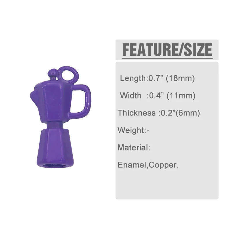 Clearance Lovely Small Coffee Pot Cute Pendant for Necklace Multicolor Enamel Charms Pendants Copper Jewelry Accessories Pdta384