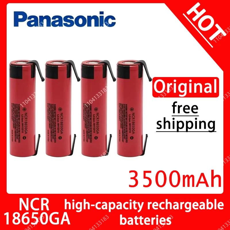 Original NCR 18650GA 30A discharge 3.7V 3500mAh 18650 rechargeable battery toy flashlight lithium battery + DIY Nickel