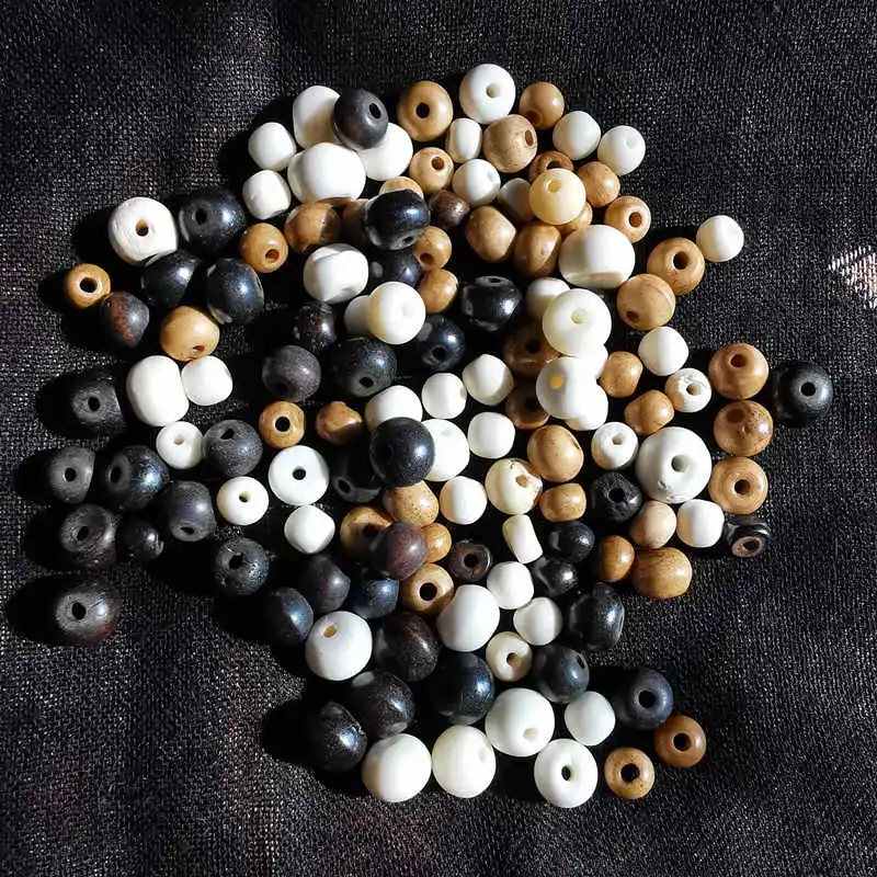 20PCS Tibet Yak Bone Loose Beads 8mm 10mm 12mm White Black Brown TSB0132