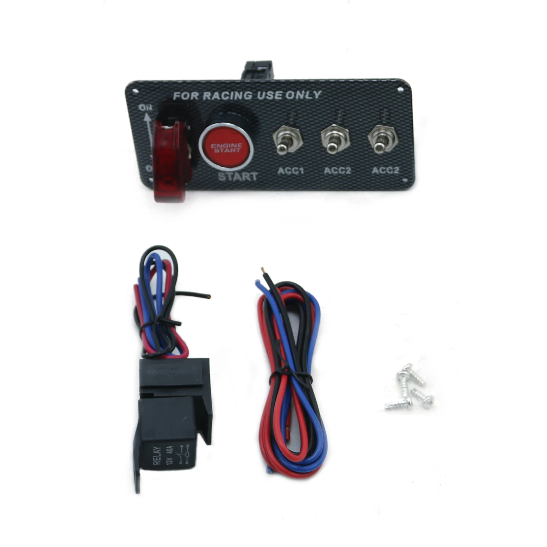 12V Power LED Toggle Ignition Switch Panel Engine Start Push Button Set Car Accessory Universal For Speediness & Racing Vehicle