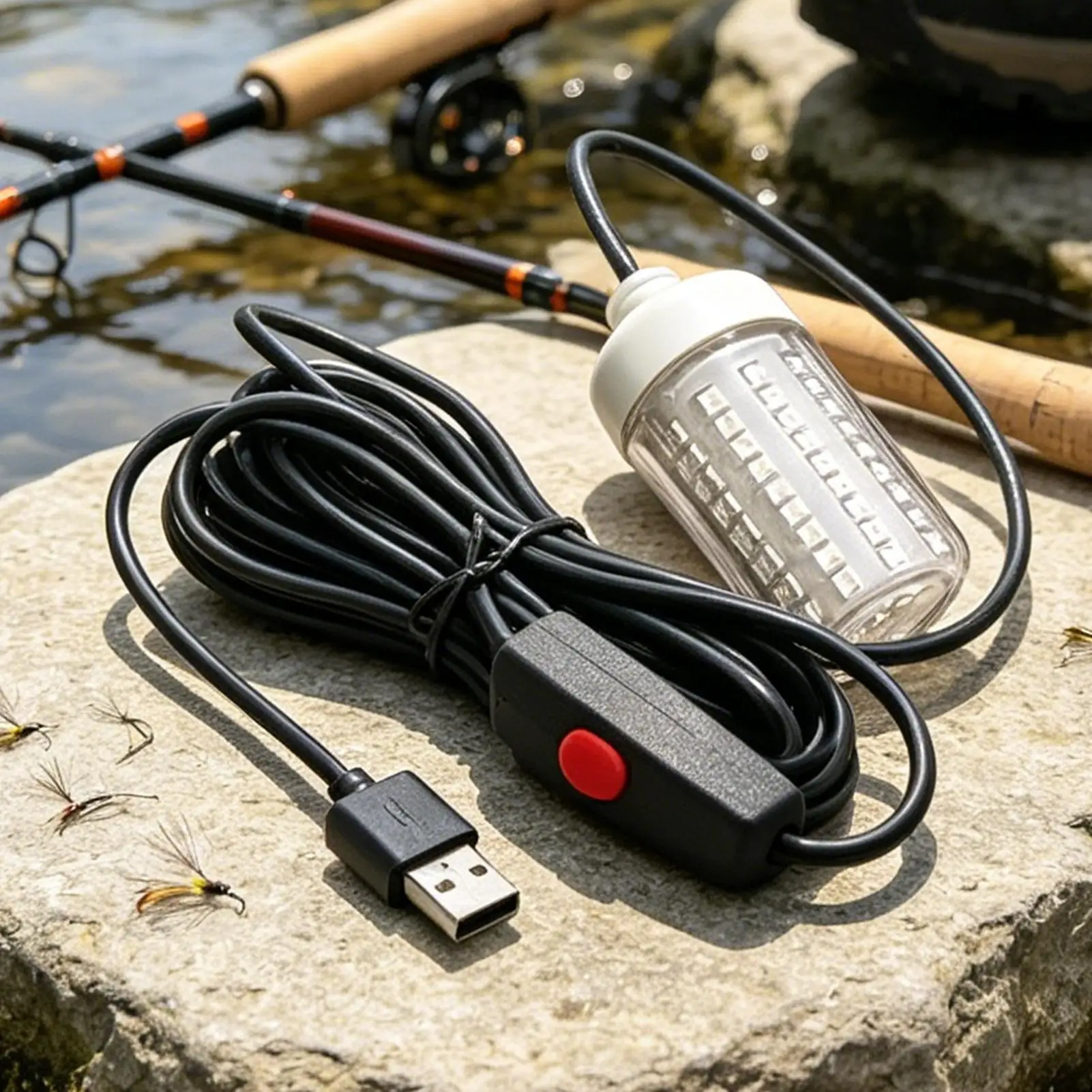 

Подводный рыболовный фонарь 8 Вт с USB-портом, водонепроницаемый, с кабелем 5 метров, зеленый свет для ловли кальмаров, для ночной рыбалки с лодки, для моря и озер