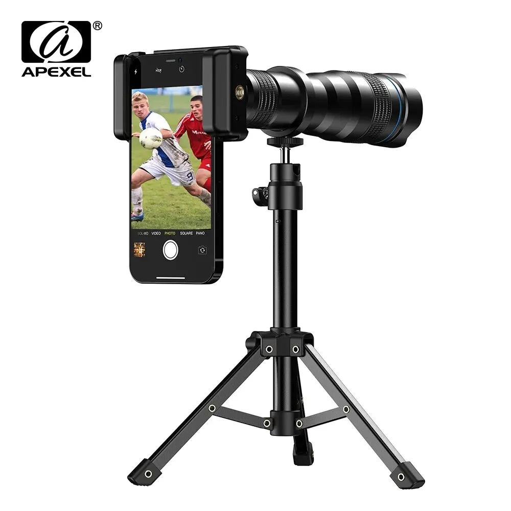 APEXEL New 36X Telephoto Zoom Lens with Metal Tripod Universal Clip Telescope for iPhone Samsung Shooting Birds Watching Concert