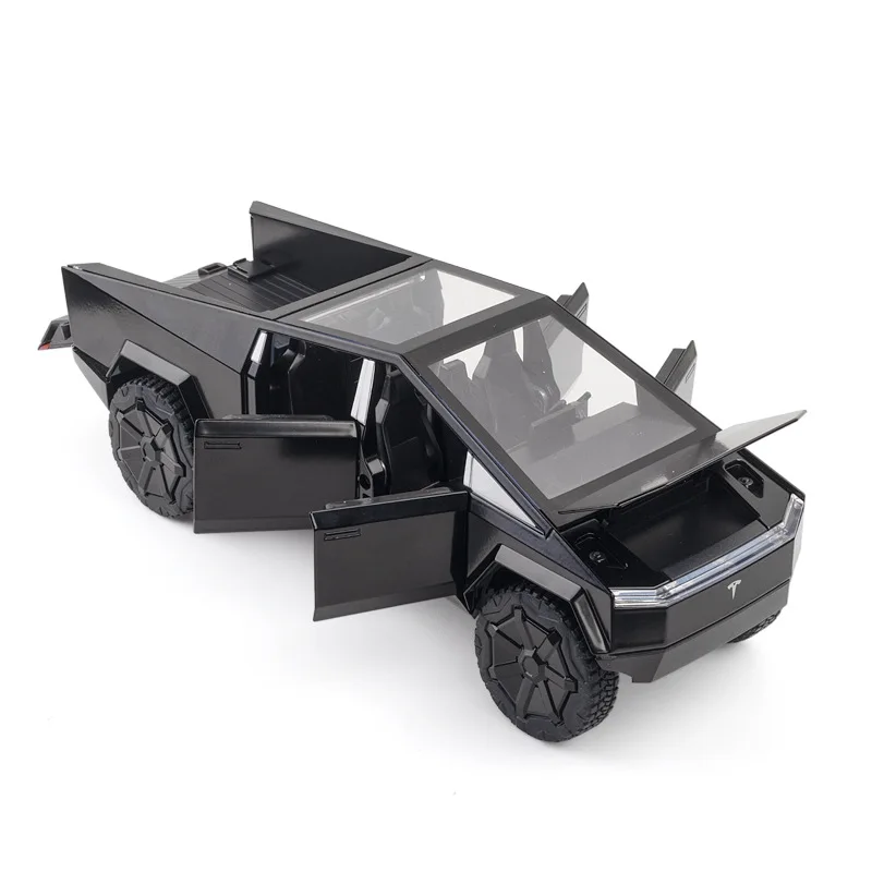 1:24 Tesla Cybertruck Pickup SUV Alloy Car Model Diecast Metal Toy Off-Road Vehicle Truck Sound Light Kids Toy Collection A393