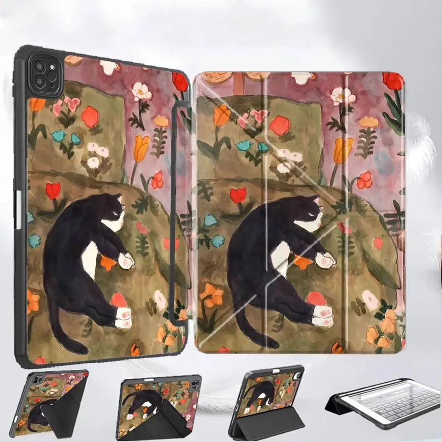 Cute Kitten Tablet Case For iPad Pro 2025 Pro 11th 10th 9th 8th 7th 12.9inch Mini 6 7 Air 4 5 M3 M2 M4 11inch Holder Cover