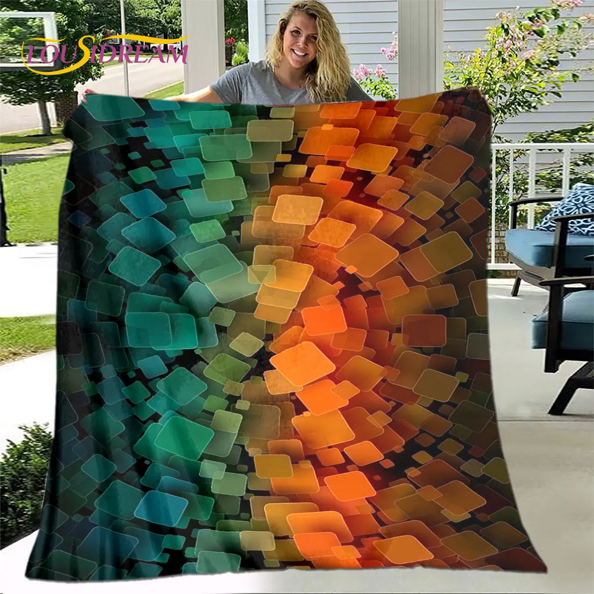 

3D Abstract Geometric Illusion Blanket,Flannel Blanket Throw Blanket,Warm Blanket for Living Room Bedroom Beds Sofa Travel Gift