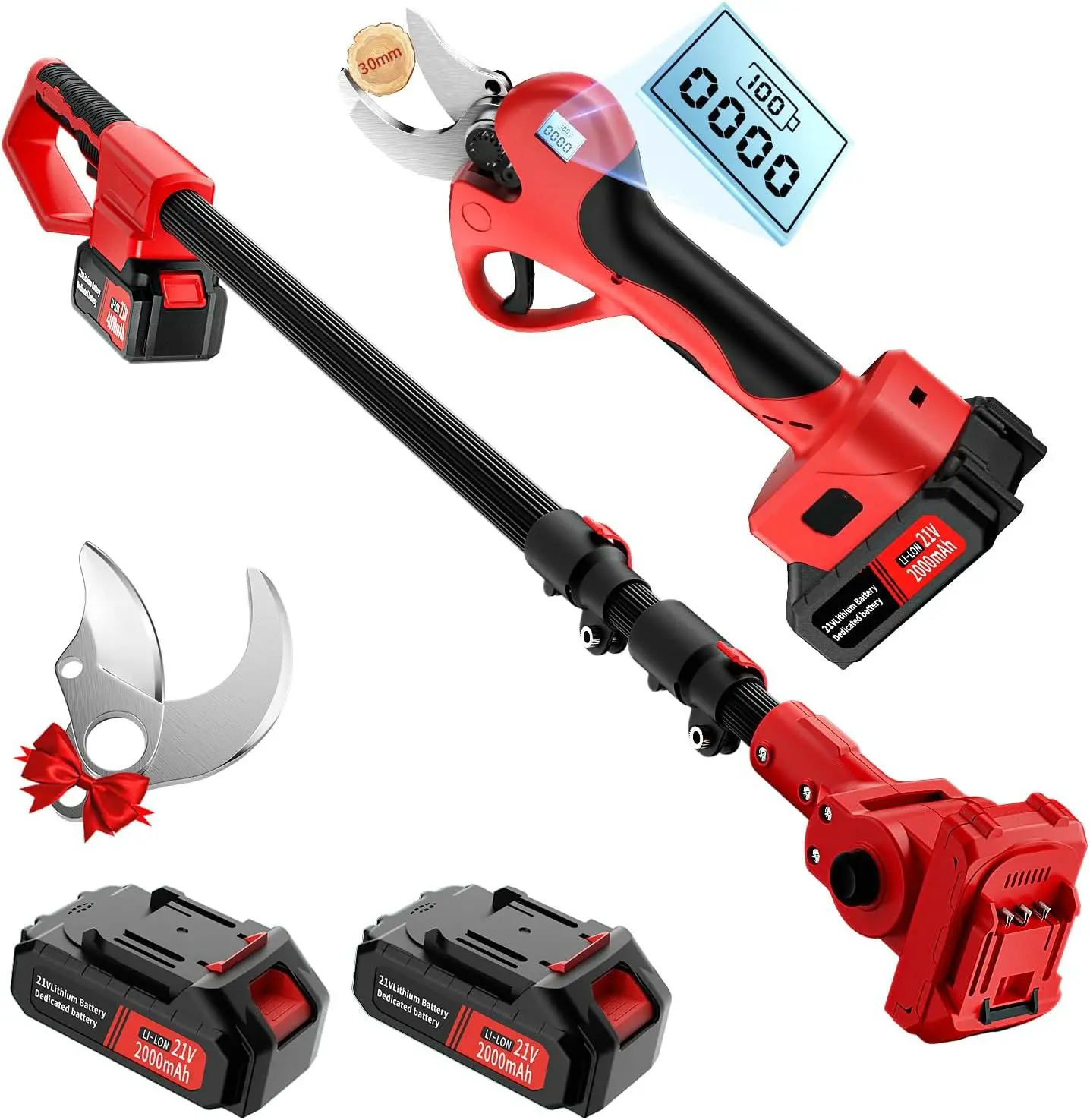 

Long Rod Cordless Rod Trimmer Scissors Battery Powered Branch Cutter with Extension Rod