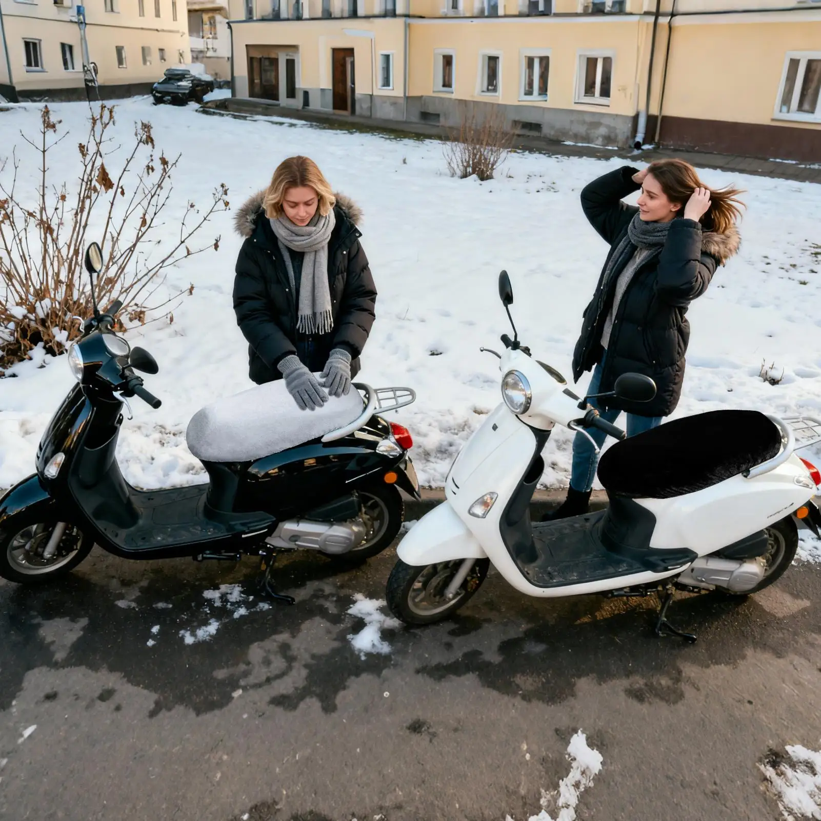 Housse de siège de cyclomoteur, housse chaude en peluche pour moto, coussin chaud et respirant pour ATV, Scooter, aventure en plein air, neige froide