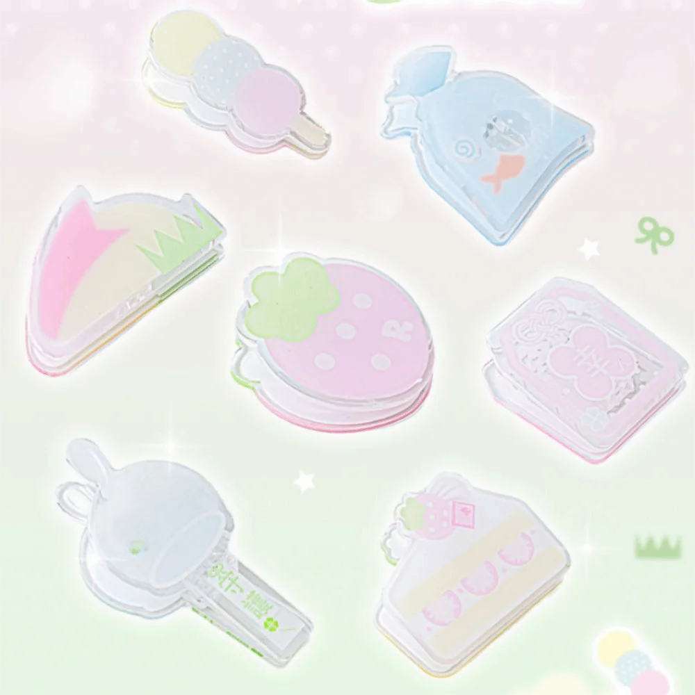 

Kawaii Double-Sided Acrylic Paper Clips Strawberry & Dessert Page Holders Journal Clips Portable Acrylic Clips