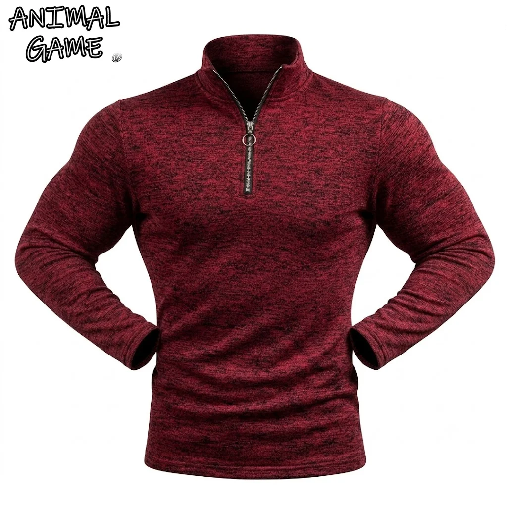 Men's Long Sleeve Quarter Zip Sweatshirt Solid Color Stand Collar Athletic Pullover Casual Running Activewear Sport Work Coats