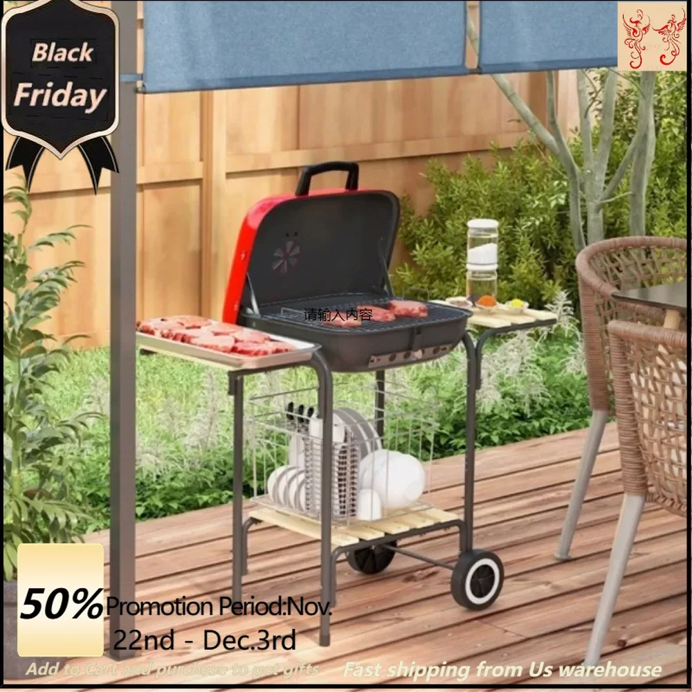 Portable Charcoal Grill BBQ Grill easy transport - Enamel-coated steel offers excellent heat resistance Outdoor Stove Camp Cook