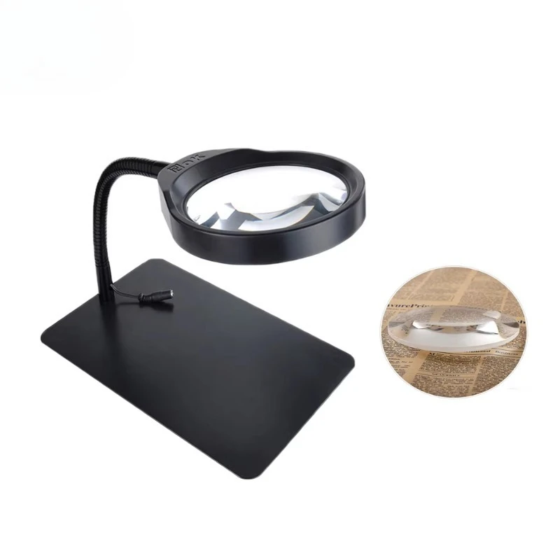 Hands-free magnifying glass mirror with led lamp 8X laboratory inspection magnifying glass