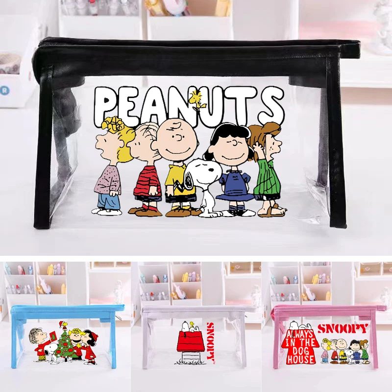 

Сумка-карандаш Snoopy с героями мультфильмов, большая вместительная сумка для хранения канцелярских принадлежностей, прозрачная водонепроницаемая косметичка, дорожный органайзер для туалетных принадлежностей