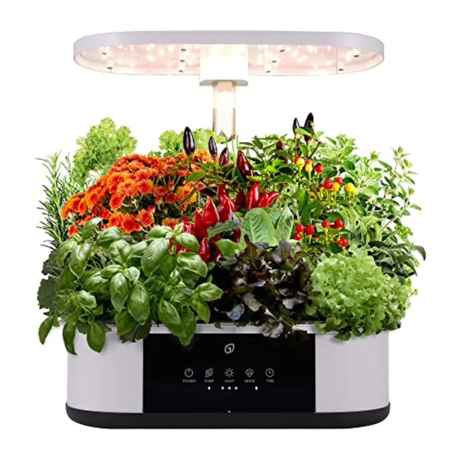 

Indoor Hydroponics Growing System with 12 Pods 120W 24W Full Spectrum Grow Lights in 5 Colors Herb Garden Up to 16 Height Adjus