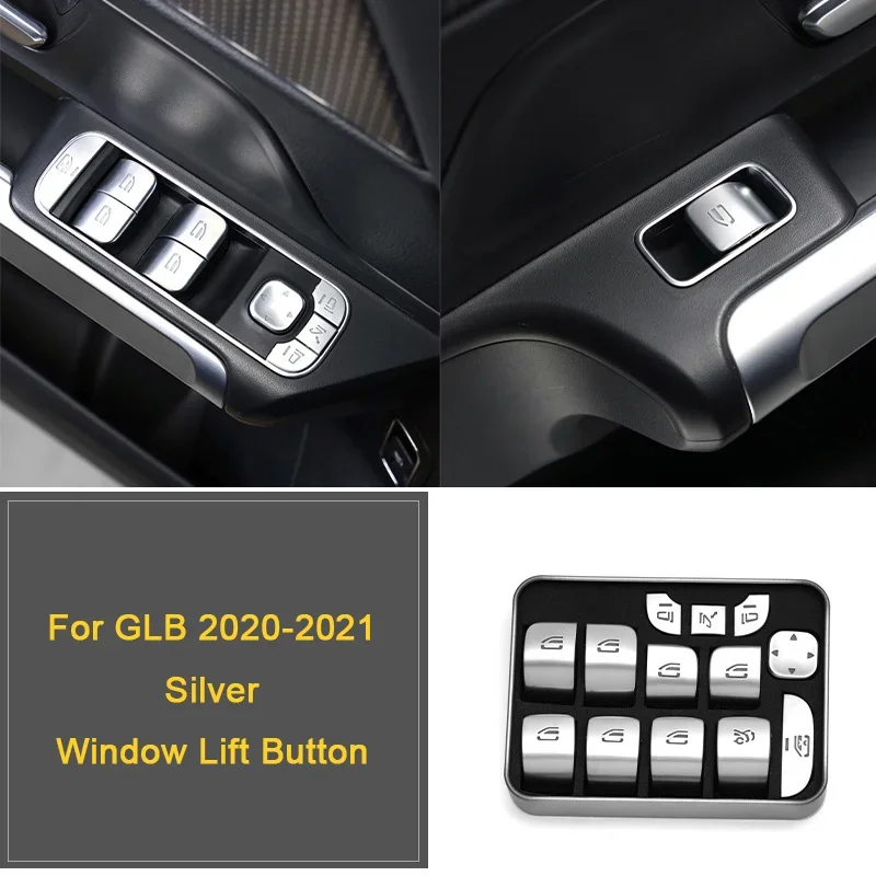

For Mercedes Benz GLB X247 2020 2021 Car Central Console Button Cover Window Lift Steering Wheel Trim Frame Door Lock Stickers