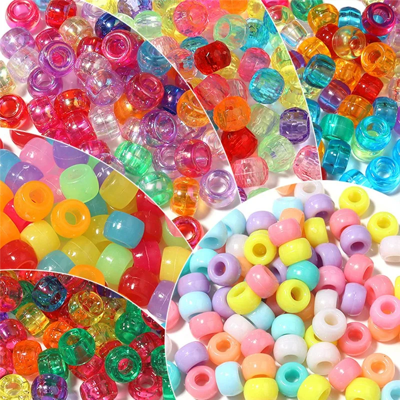 Kandi Beads Bulk for DIY Crafting Jewelry Making Kandi Bracelets 6x9mm About 1800Pcs,Transparent