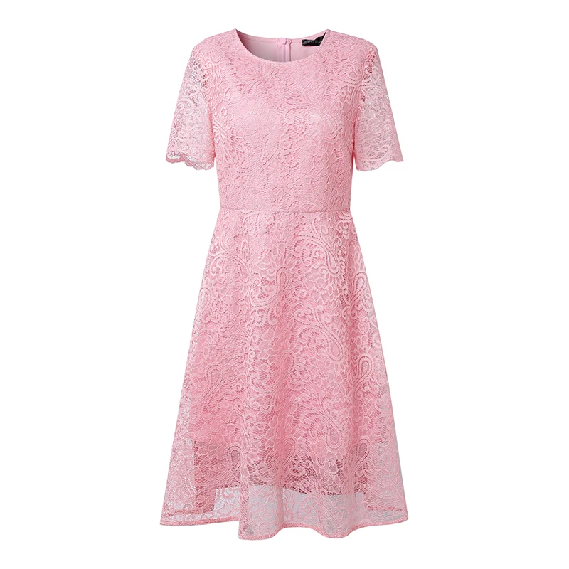 ZANZEA 2025 été femmes longue robe d'été à manches courtes dentelle Patchwork robes col rond décontracté élégant mode taille Midi robes