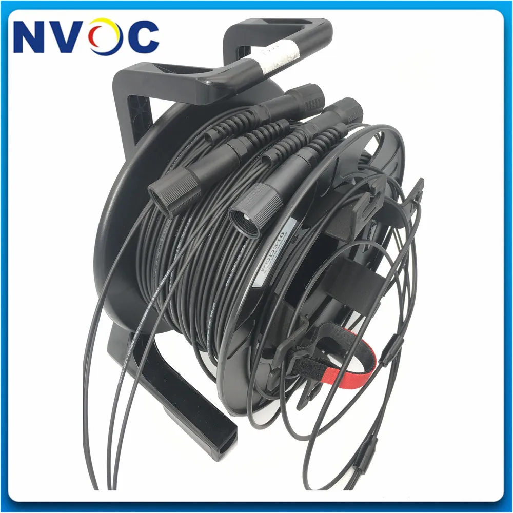 MM,8C,OM4,OM3-550,Armored Black Cable,5.0mm,2Pcs PDLC/UPC(8Core) to PDLC-Fiber Optic Patch Cord 150M 200M with PCD310 Reel