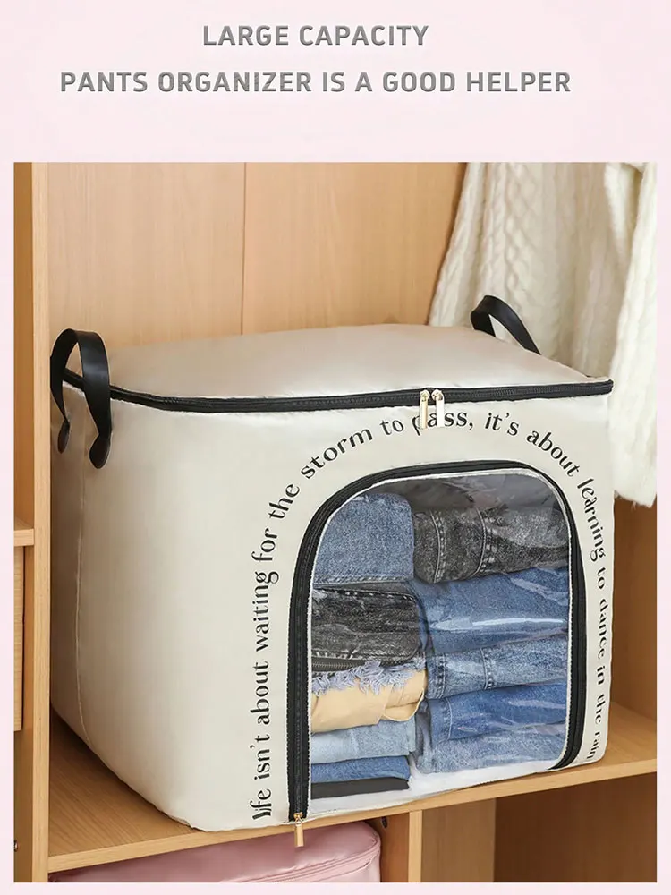 قطعة واحدة من حقيبة تخزين الملابس الشفافة للخريف والشتاء، وخزانة ملابس منزلية، وسترة سفلية مقاومة للغبار #3