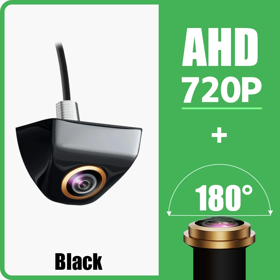 Universele 180 Graad 1080P Hd Ahd Auto Achteruitrijcamera Nachtzicht Achteruitkijkcamera Achteruitrijden 4 Pins Waterdichte Dynamische Verduisteringsvoertuigcamera