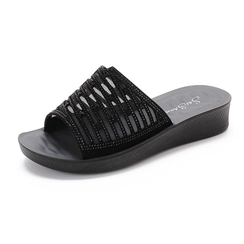 Summer Fashion Women Sandals Leather Casual Soft Woman Slippers Shoes Women Slip On Walking Shoes Open Toe Outdoor Beach Shoes