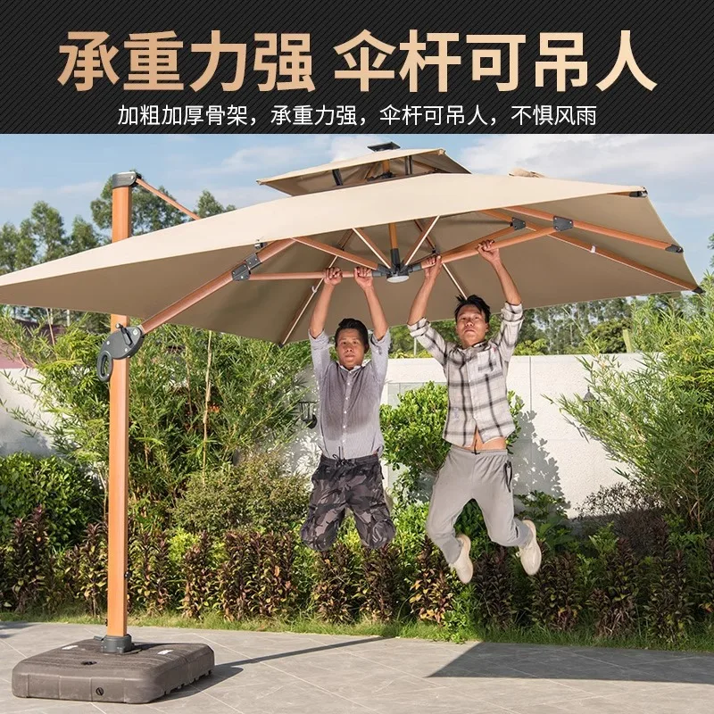 Solar Parasol LED with Light 3 by 4 Large Umbrella 3.5m Courtyard Villa Wind Resistant