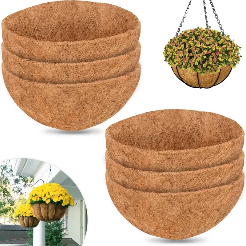 21cm Coconut Coir Liner Hanging Flower Basket Replacement Liner Groove Planter Pad Garden Supply