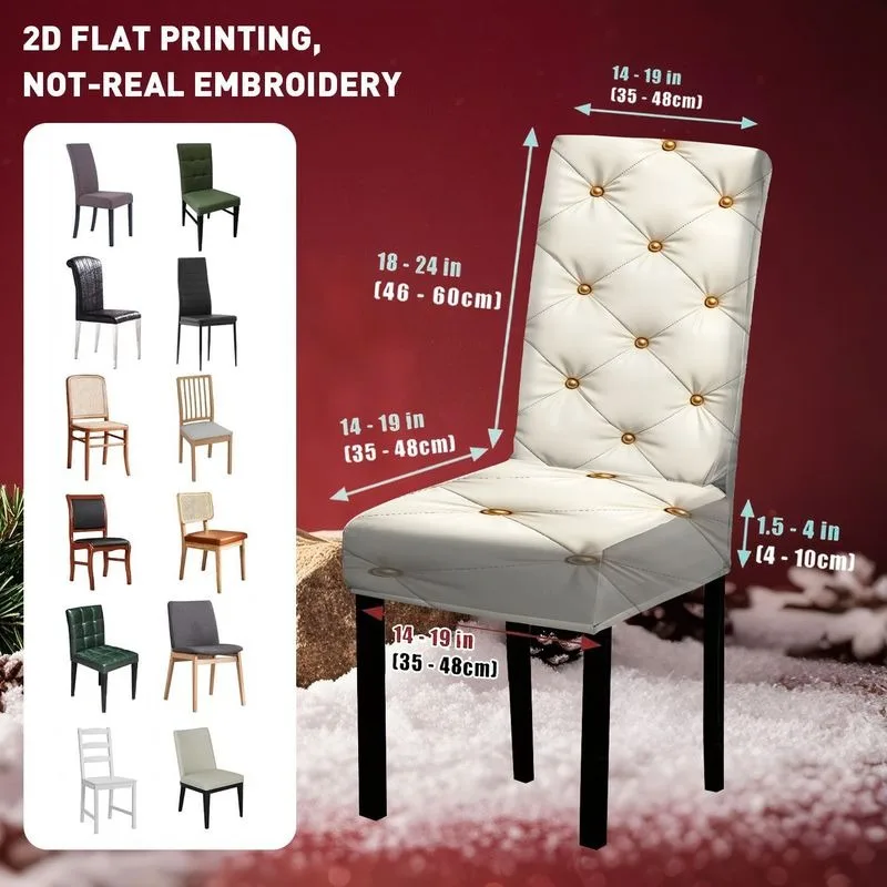 4/6 قطعة مجموعة غطاء كرسي الطعام الفاخرة كريم الأبيض الماس مبطن نمط آلة قابل للغسل ، واقي كرسي قابل للإزالة #2