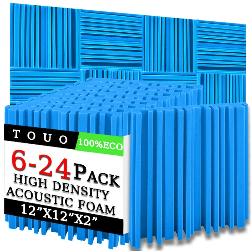 

TOUO 6/12/24 Pcs Broadband Acoustic Foam Studio Acoustic Treatment High-Density Sound Insulation Material Wall Soundproofing