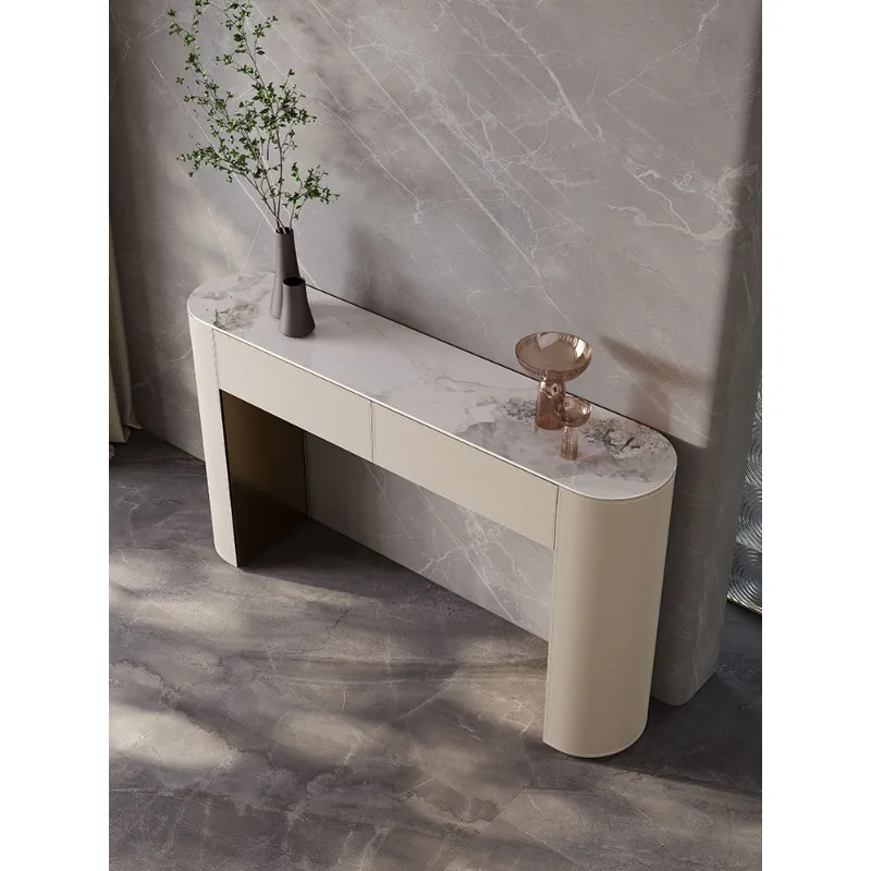 Home Creative Entrance Table Light Luxury Table Modern Simple Door Small Unit Home Against Wall Slate Saddle Leather Decorative