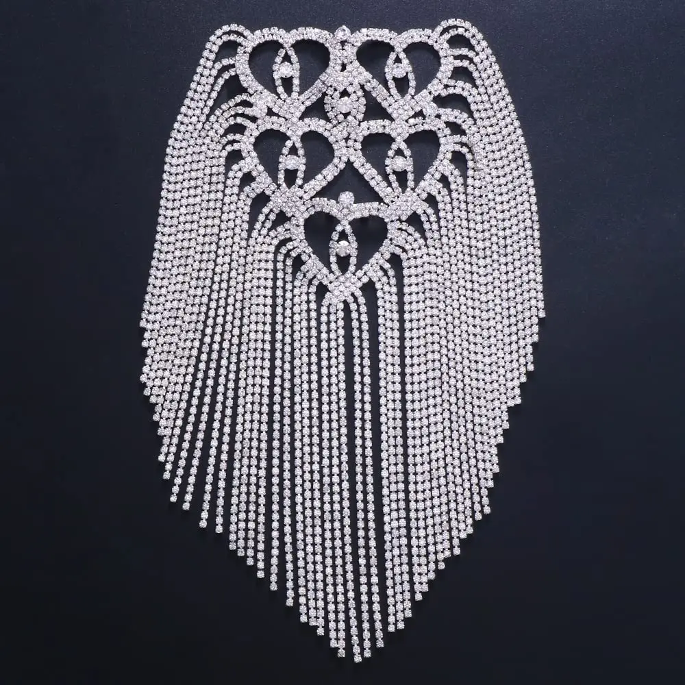 1PC Tassel Shoulder Epaulet Heart Chain Shoulder Badge Brooch Pins for Man Woman Statement Blazer Ceremony Vintage Accessories