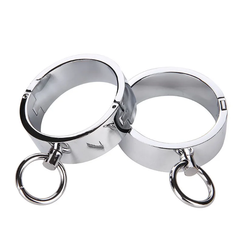 Metal Handcuffs Neck Collar Shackles Ankle Cuffs with Locking Pin Roleplay SM Bondage Adult Game Sex Toys for Women Men