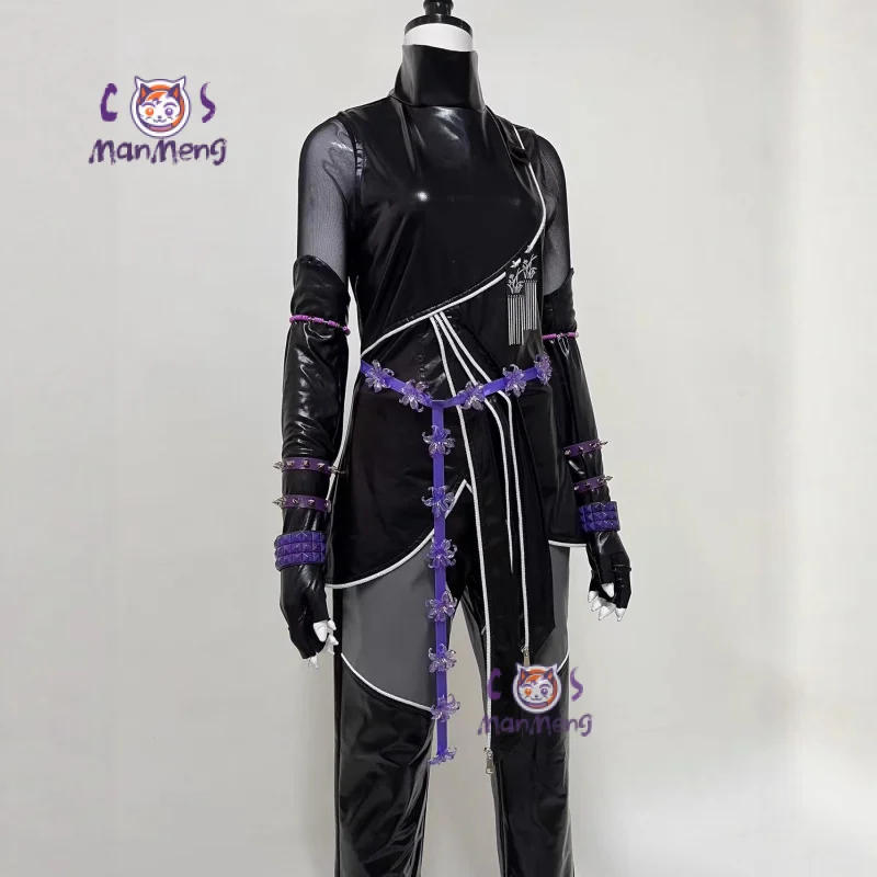 

Rumi Mira Zoey HUNTR/X KPop Demon Hunters Косплей Костюм Новая черная кожаная форма для взрослых и детей женский комбинезон на Хэллоуин