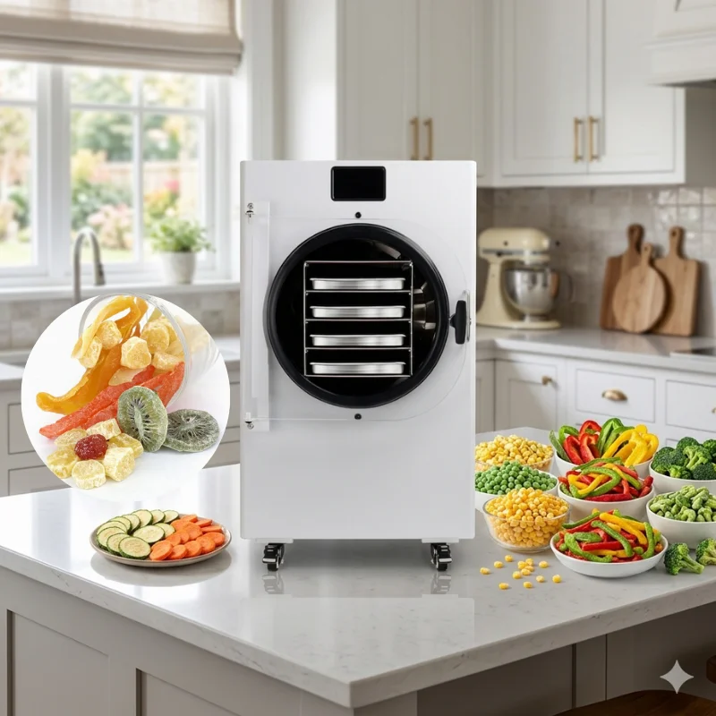 HFD 4 Mini Freeze Dryer 4 Kg Condenser Energy Efficient Cooling System Professional Nutrients Retention For Organic Vegetables