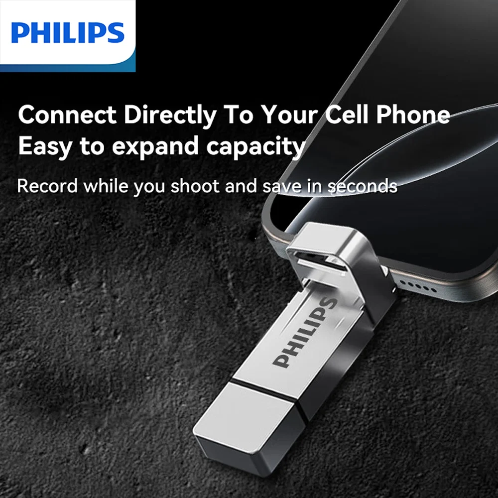 필립스 고속 듀얼 포트 솔리드 스테이트 USB 플래시 드라이브 듀얼 인터페이스 USB-A&TYPE-C 모바일 컴퓨터/이중 용도 USB 플래시 드라이브