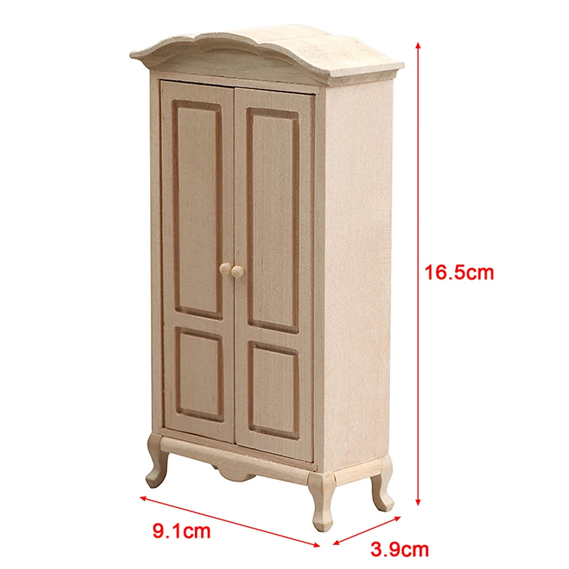 1:12 Dollhouse Miniature Wood Wardrobe Model Storage Box Cabinet Furniture Accessories For Doll House Decor Kids Pretend Toys