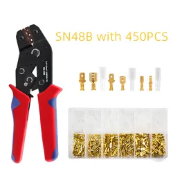 2.8 4.8 6.3 Connectors 450PCS et Plug Spring Crimping Pliers Ratchet Terminal Crimping Tool Kit