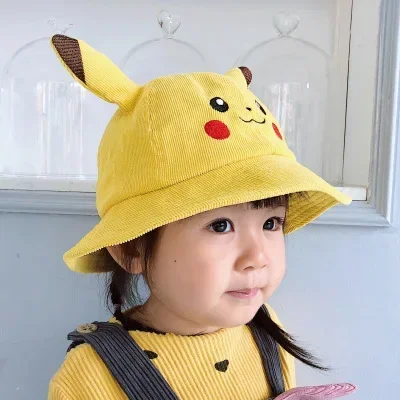 Pokemon Pikachu Modelling Children's Bucket Hat Anime Figure Cute Cartoon Sunshade Embroidery Fisherman Cap Birthday Gifts