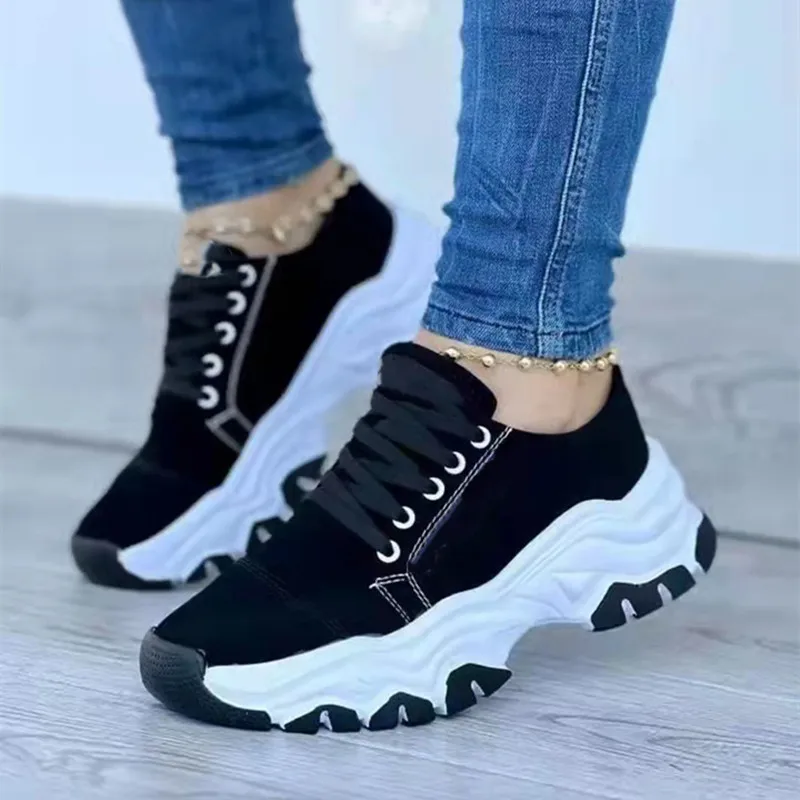 New Women Sneakers Fashion Platform Lace Up Casual Sports Shoes Comfortable Running Ladies Vulcanized Shoes Female Footwear