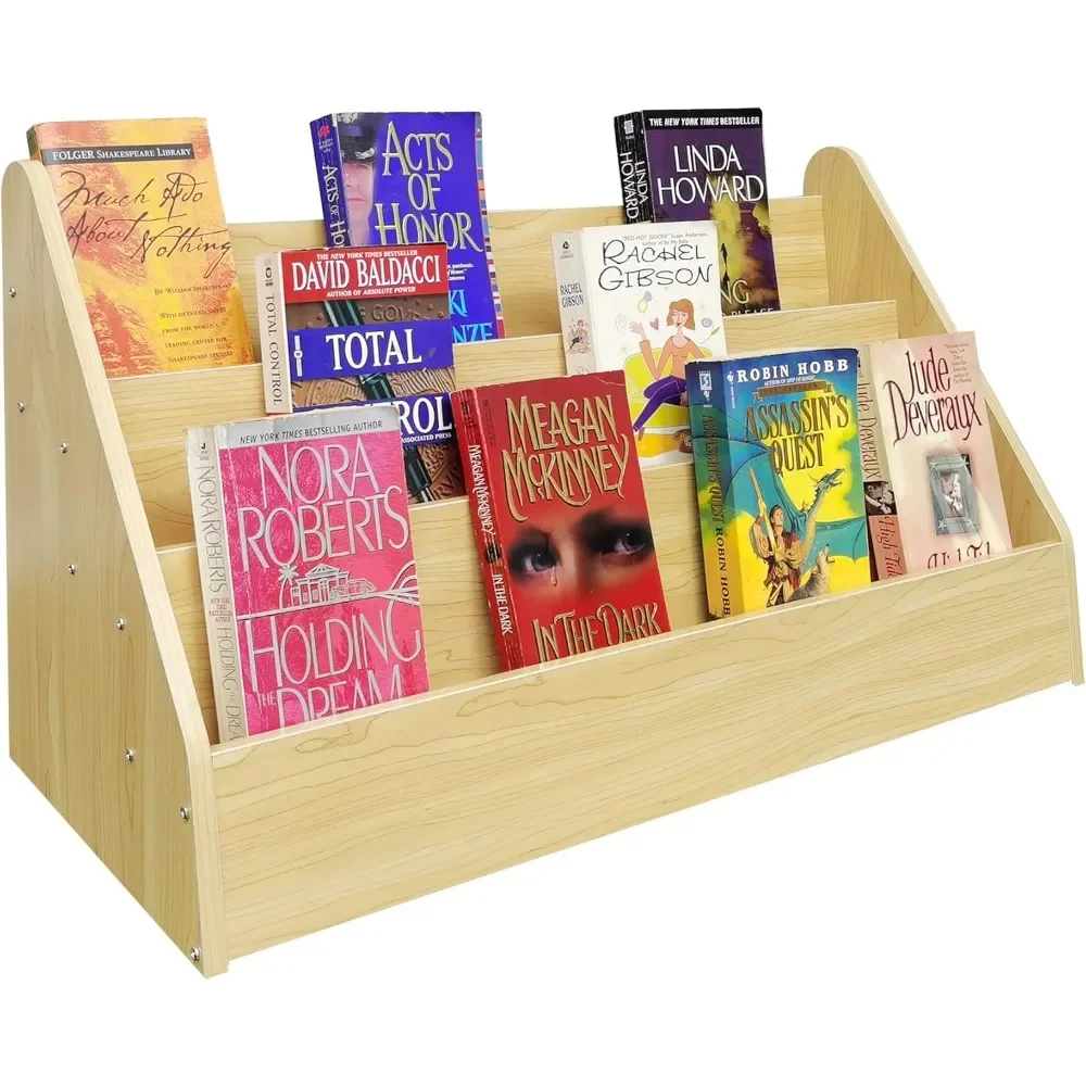 

Maple Color Countertop Book Shelf Display, Greeting Card Rack, Step Rack for Literature, Magazines, Brochure