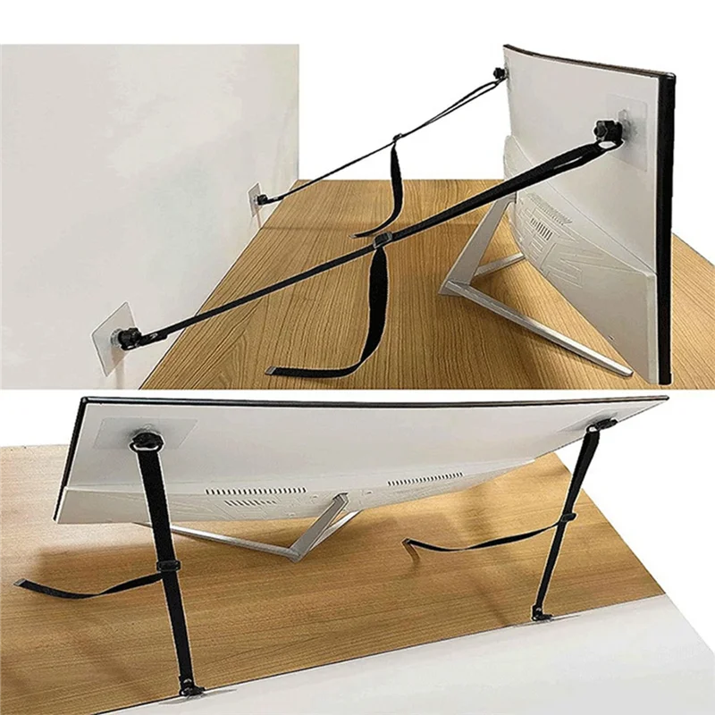 

6 Pack Adjustable TV Safety Straps, No-Drill Adhesive Anti-Tip Furniture Anchors Flat Screens Fix To Wall,Cabinet