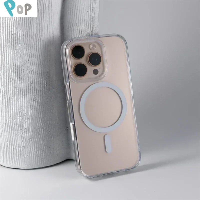 Touch Capacitive Camera Button MagSafe Phone Case for iPhone 16 Pro 16pro max Magnetic Wireless Charging Clear Crystal Cover