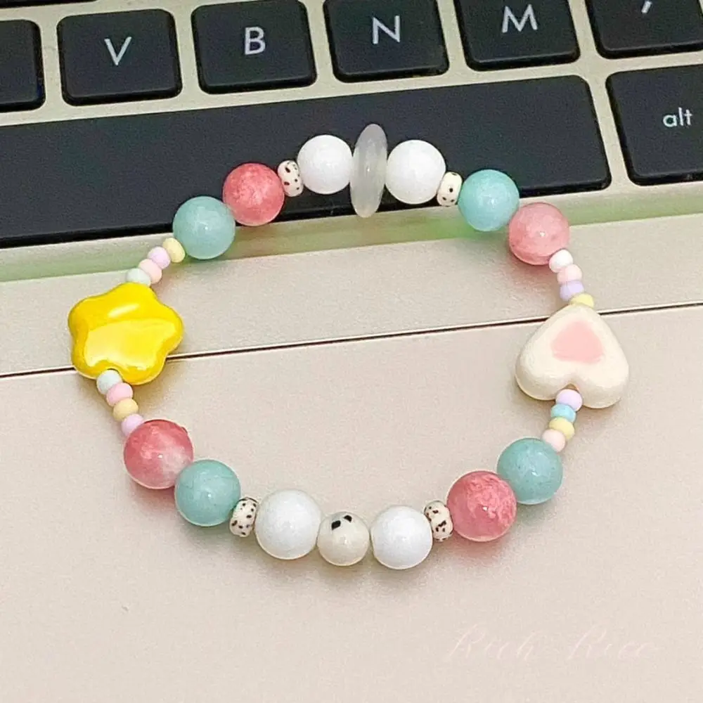 Korean Style Candy Color Bracelet Liuli Fashion Design Star Charms Bracelet Dopamine Accessories Women Jewelry Accessories