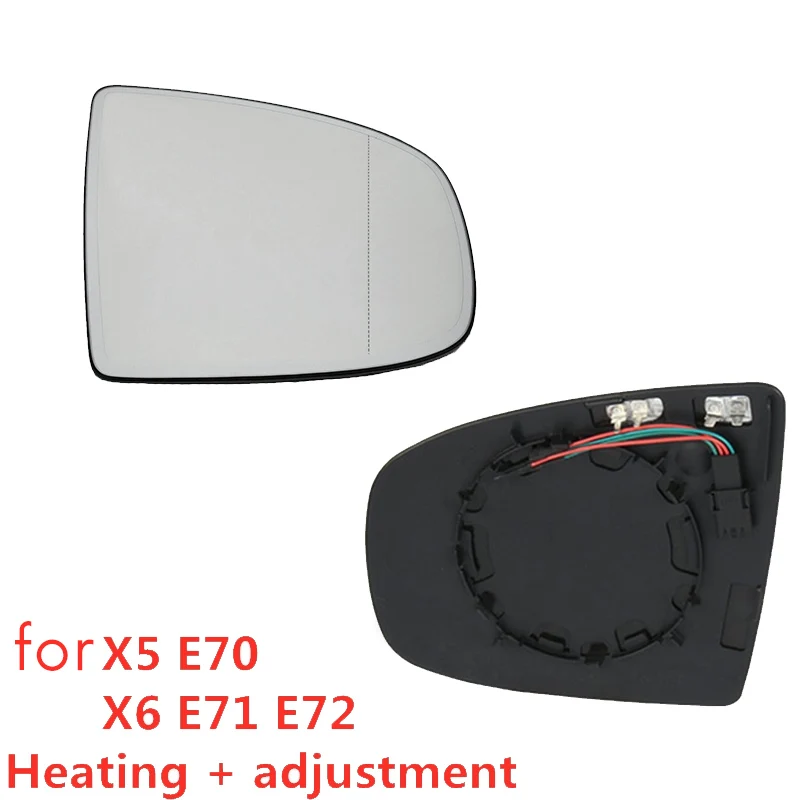 

1 Pair Car Rear View Mirror Side Door Mirror Glass Heated + Adjustment For-BMW X5 E70 X6 E71 E72 2007-2014 51167174981