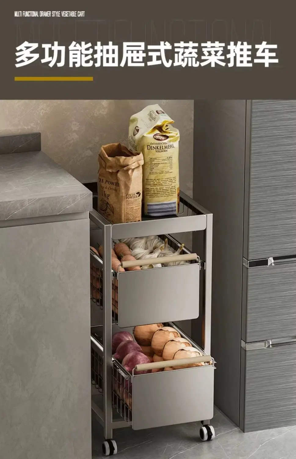 Rolling Multi-Layer Kitchen Vegetable Storage Cart: The Ultimate Rolling Pantry thumbnail