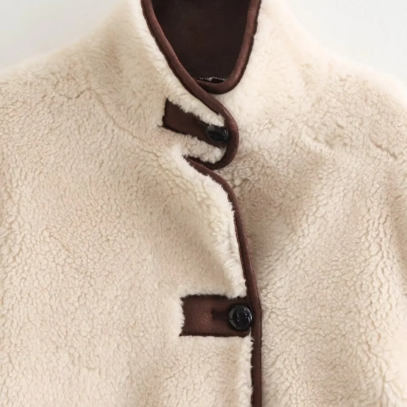 

Women's Jacket Autumn Cross-Border Stand Collar Full Sleeve Short Coat Loose Fleece Insert Fashionable Streetwear