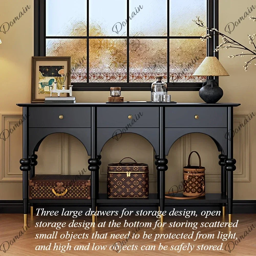 ZL DI Arch Design French Retro Entryway Living Room Cabinet Entryway Storage Rack Cabinet Style Solid Wood Home Furniture Access